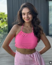 Stunning Anushka Sen in a Pink Strappy Bralette and Skirt Pictures 01
