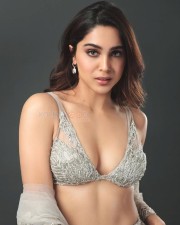 Hot Sharvari Wagh in a Silver Grey Lehenga with a Cleavage Bralette and Sheer Dupatta Photos 04