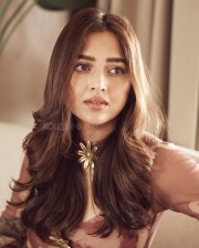 School College Ani Life Actress Tejasswi Prakash in a Brown Floral Dress Photos 01