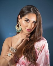 Beautiful Nikita Dutta in a Gorgeous Pink Floral Saree with Spaghetti Strap Sleeveless Blouse Photos 03