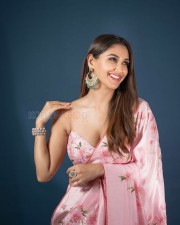 Beautiful Nikita Dutta in a Gorgeous Pink Floral Saree with Spaghetti Strap Sleeveless Blouse Photos 05