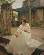 Glam Ayesha Khan in an Ethnic Ivory Anarkali Suit Pictures 01