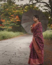 Om Bheem Bush Beauty Ayesha Khan in a Traditional Saree Photos 02