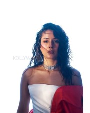 Sexy Shehnaaz Gill in a White Off Shoulder Dress with a Red Cape Pictures 01