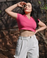 Sexy Aanchal Munjal in a Short Sleeved Pink Crop Top Photos 01