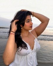 Bold and Enchanting Nikita Sharma in a White Ruffle Mini Dress with Spaghetti Strap Cami Dress Photos 01