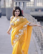 Glam Pragya Nagra in a Printed Yellow Saree with a Sleeveless Blouse Pictures 08