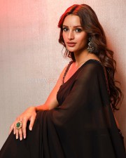 Gorgeous Tripti Dimri in a Black Chiffon Saree with a Beaded Lace Blouse Photos 08