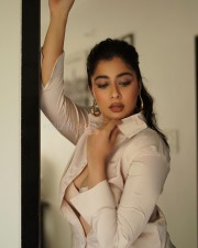 Hot Nikita Sharma in Cream Bra White Shirt and Red Pant Photos 04