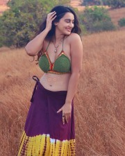 Captivating Megha Shukla in a Green Bra and Purple Skirt Photos 04