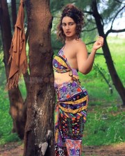 Glam Megha Shukla Navel in a Colourful Dress Photos 02