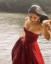 Sexy Hot Kanika Mann Cleavage in a Red Corset Gown Pictures 06