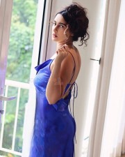 Sexy Megha Shukla in a Blue Long Midi Dress Photos 01