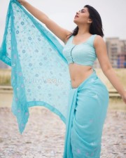 Sexy Actress Ruchira Jadhav in a Blue Saree Pictures 04