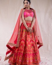 Beautiful Preity Mukhundhan in Mural Printed Lehenga with Pink Blouse Photos 03