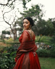 Kannappa Actress Preity Mukhundhan in a Maroon Designer Lehenga Photos 03