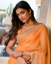 Mr Bachchan Heroine Bhagyashri Borse in an Orange Saree Photos 02