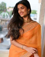 Mr Bachchan Heroine Bhagyashri Borse in an Orange Saree Photos 04