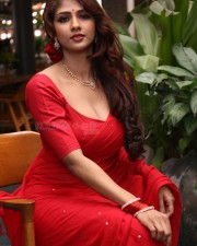 Saaree Movie Heroine Aaradhya Devi Red Saree Photos 10