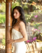 Sexy Niharica Raizada in a White Off Shoulder Crop Corset Style Dress Photos 04